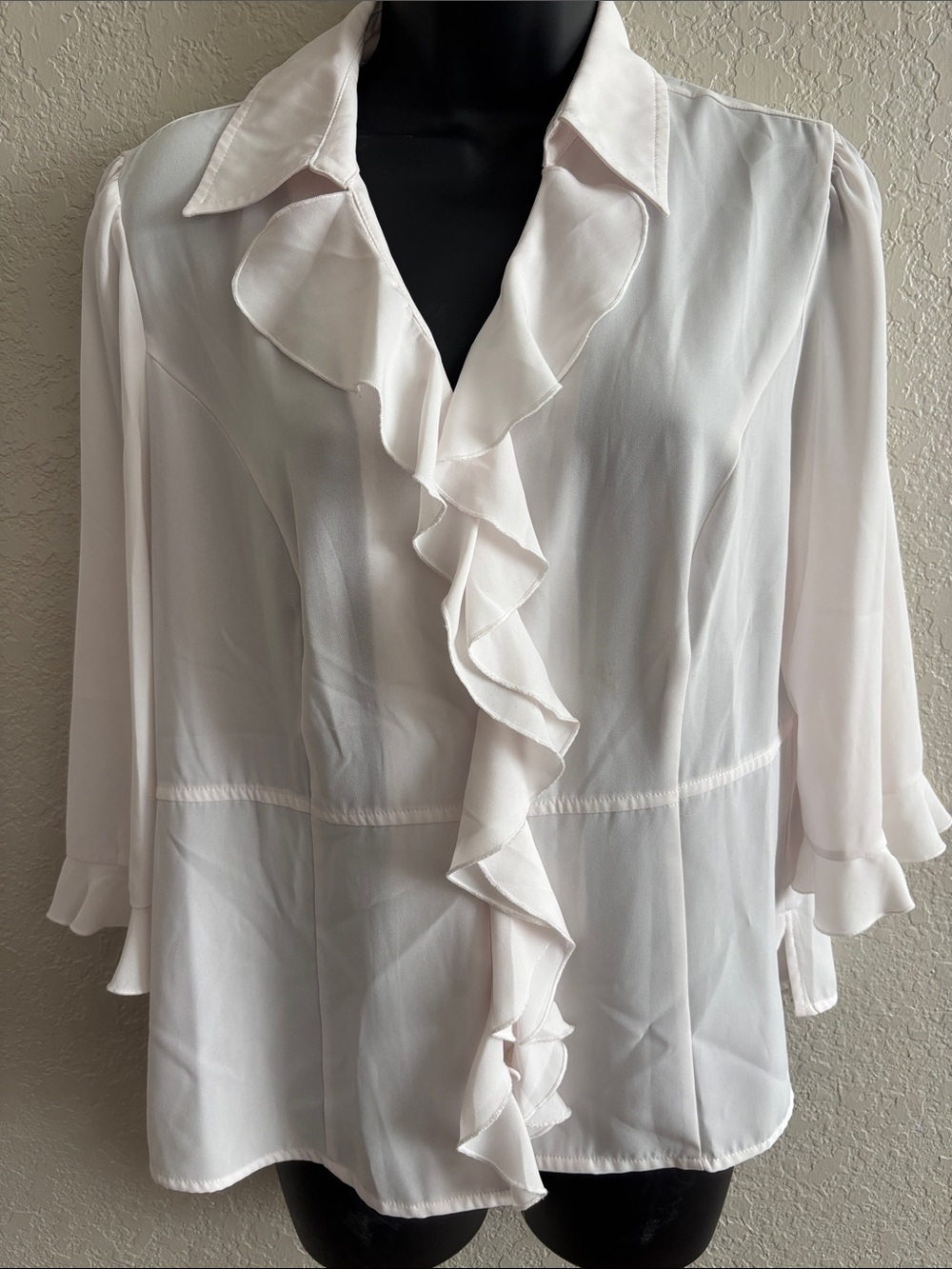 Ruffled Front Women's Blouse - Ivory